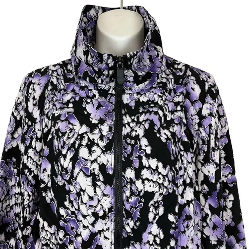 ZENERGY by CHICO'S Black Purple Athletic Sporty Full Zip Lightweight Jacket sz 0